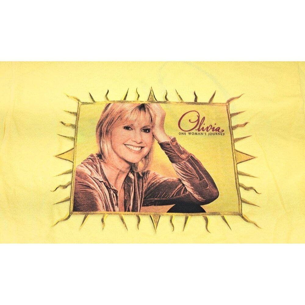 Vintage Olivia Newton-John One Woman's Journey Yellow T-Shirt Men Large New - Picture 3 of 5